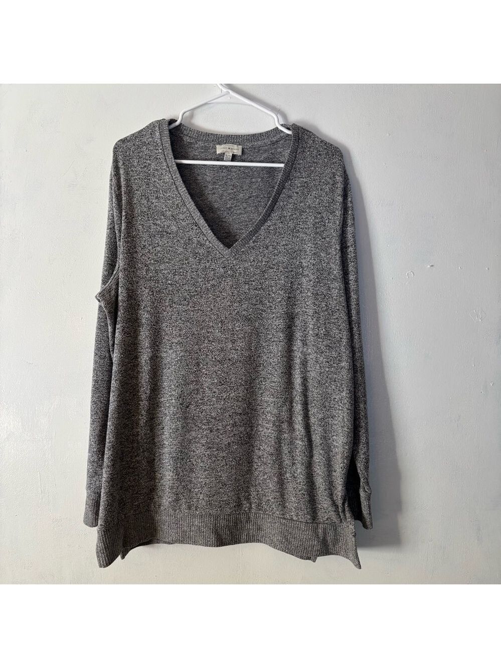 Lucky Brand Heathered Gray Oversized Comfy Loungewear Knit Top XL